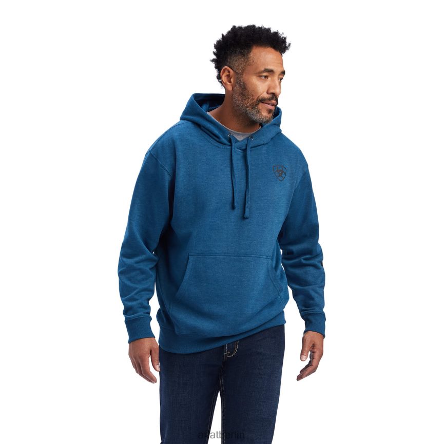 Ariat Kapuzenpullover mit Logo Männer P4JJPR1409 Poseidon-Heidekraut Spitzen