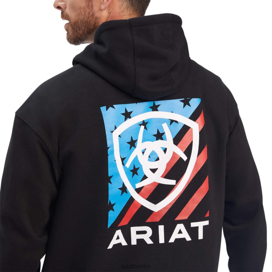 Ariat Americana-Block-Sweatshirt Männer P4JJPR1434 Schwarz Spitzen