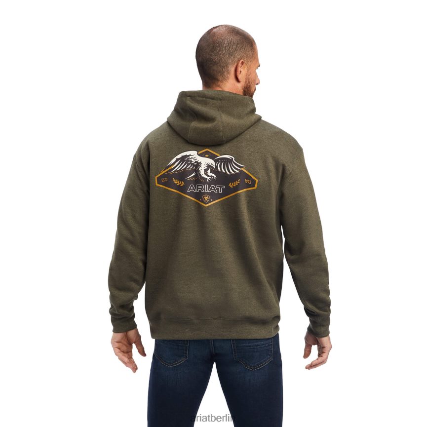 Ariat Hingabe-Adler-Sweatshirt Männer P4JJPR1438 Salzlake Olivenheide Spitzen
