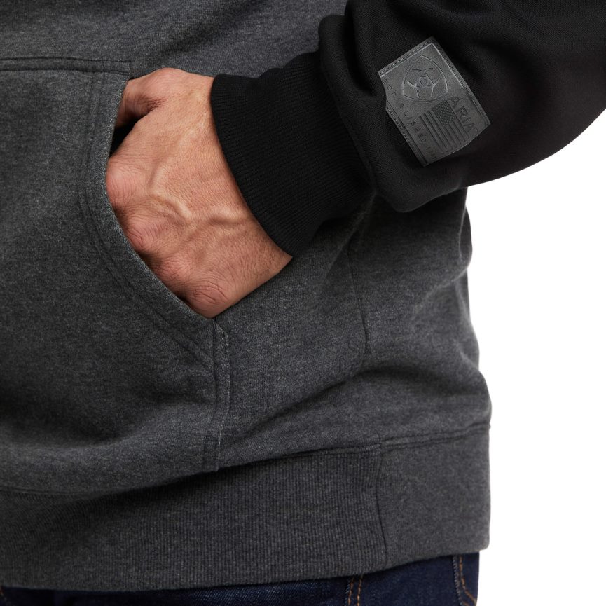 Ariat Hochgezogenes Kapuzenpullover Männer P4JJPR1478 Chenille schwarz Spitzen