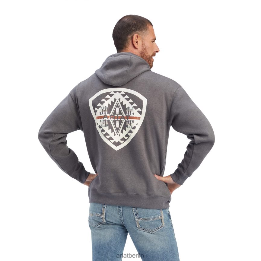 Ariat Sweatshirt mit Südwestschild Männer P4JJPR1452 Kohleheide Spitzen