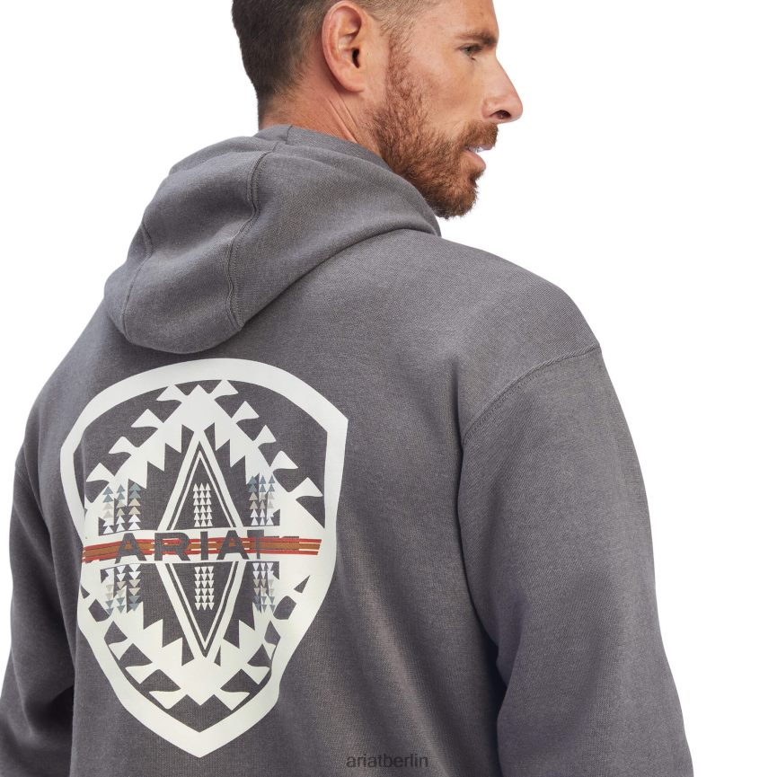 Ariat Sweatshirt mit Südwestschild Männer P4JJPR1452 Kohleheide Spitzen