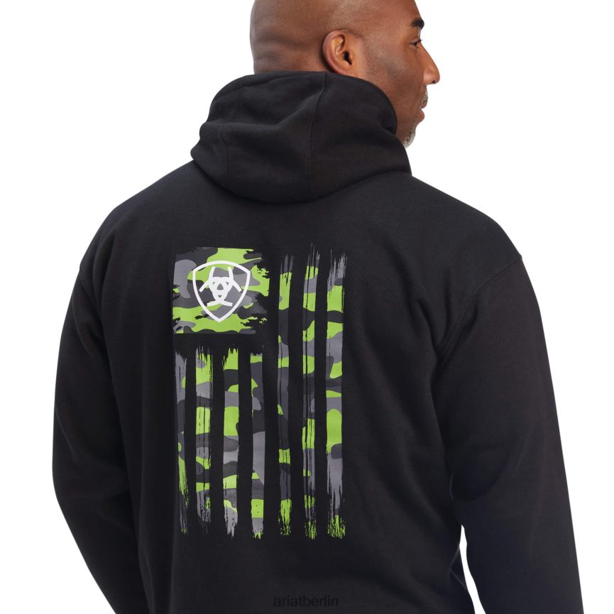 Ariat Sweatshirt mit Tarnflagge Männer P4JJPR1443 Schwarz Spitzen