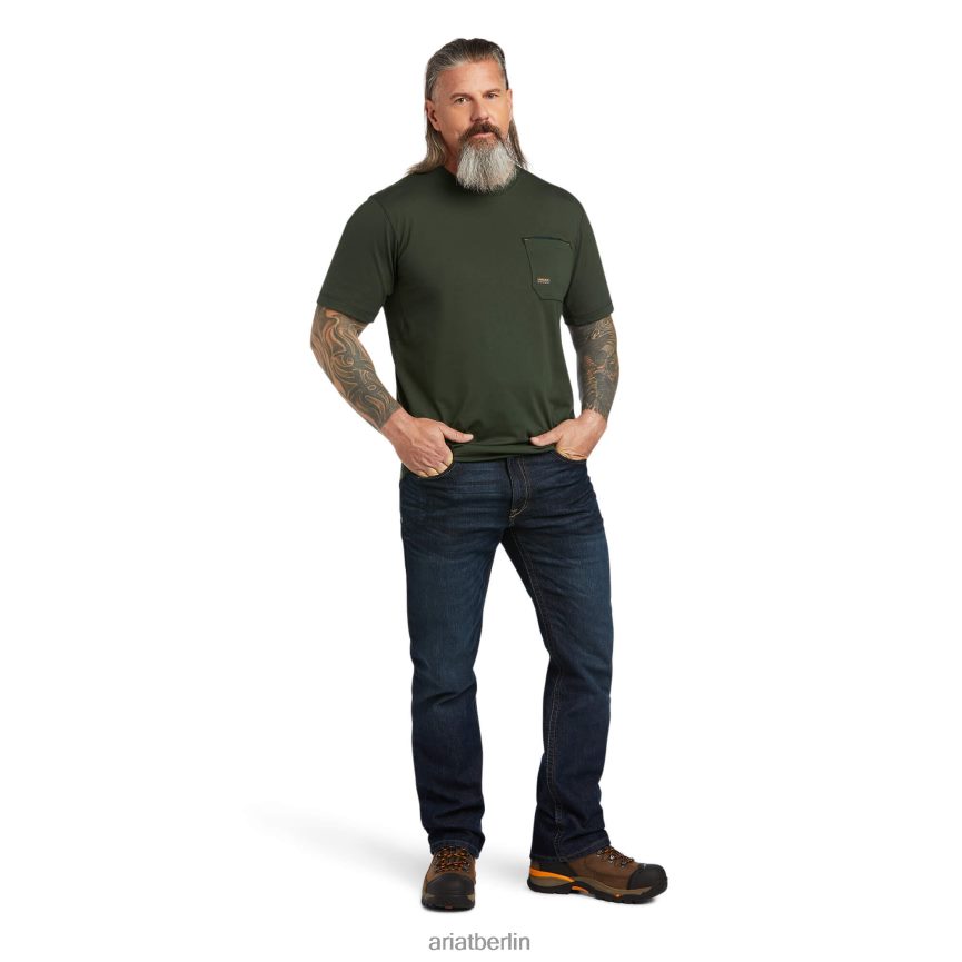 Ariat Bewehrungsarbeiter-Arbeitshund-T-Shirt Männer P4JJPR749 tiefer Wald Spitzen