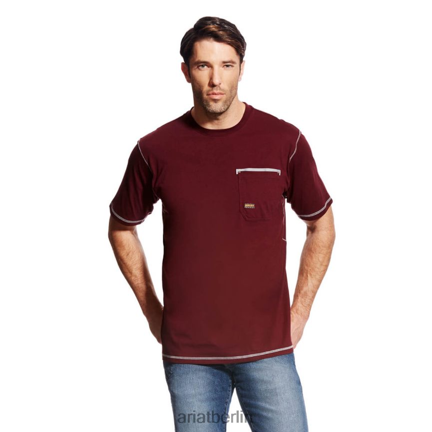 Ariat Bewehrungsarbeiter-T-Shirt Männer P4JJPR822 Malbec Spitzen