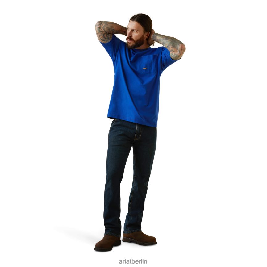 Ariat Bewehrungsarbeiter, der für dieses T-Shirt geboren wurde Männer P4JJPR566 königsblaues Heidekraut Spitzen