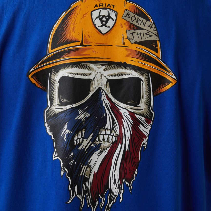 Ariat Bewehrungsarbeiter, der für dieses T-Shirt geboren wurde Männer P4JJPR566 königsblaues Heidekraut Spitzen