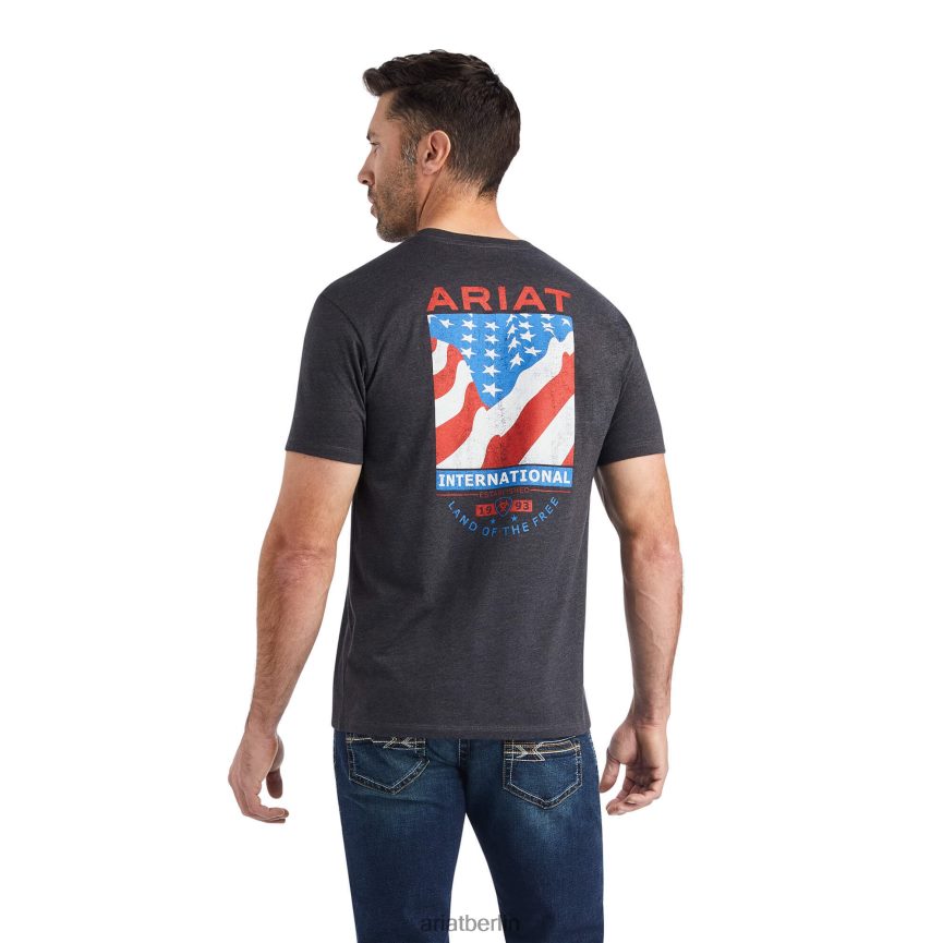 Ariat Flag-Flow-T-Shirt Männer P4JJPR668 Kohleheide Spitzen