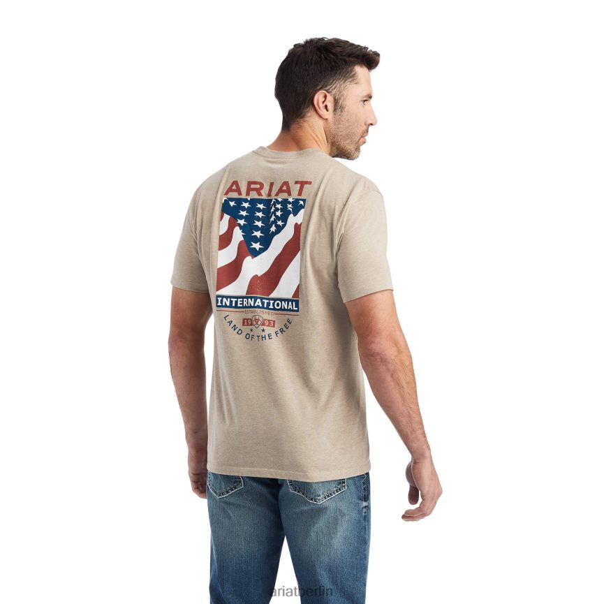 Ariat Flag-Flow-T-Shirt Männer P4JJPR682 Haferflockenheide Spitzen
