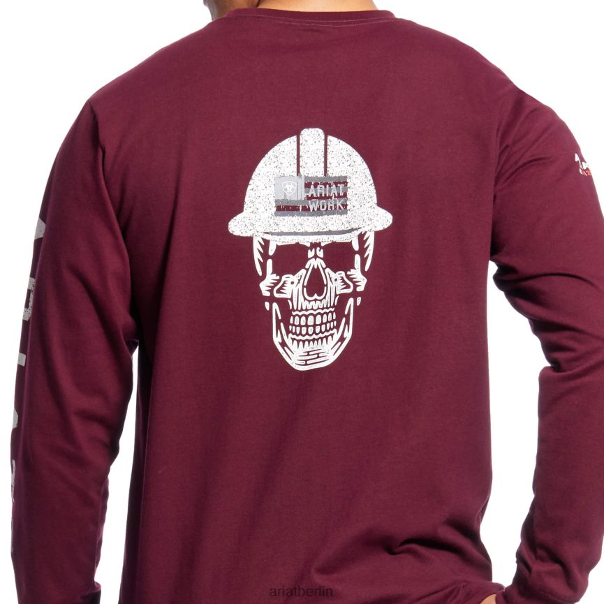 Ariat Fr Roughneck-T-Shirt mit Totenkopf-Logo Männer P4JJPR788 Malbec Spitzen