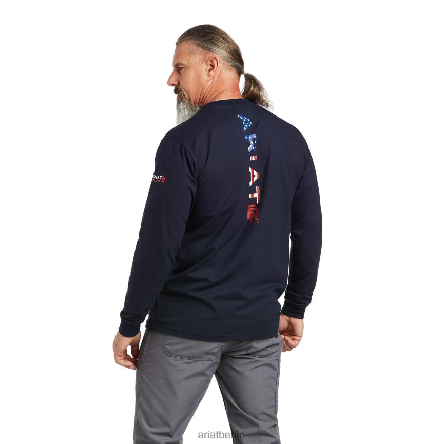 Ariat Fr Stretch-Logo-T-Shirt Männer P4JJPR789 Marine/USA Spitzen