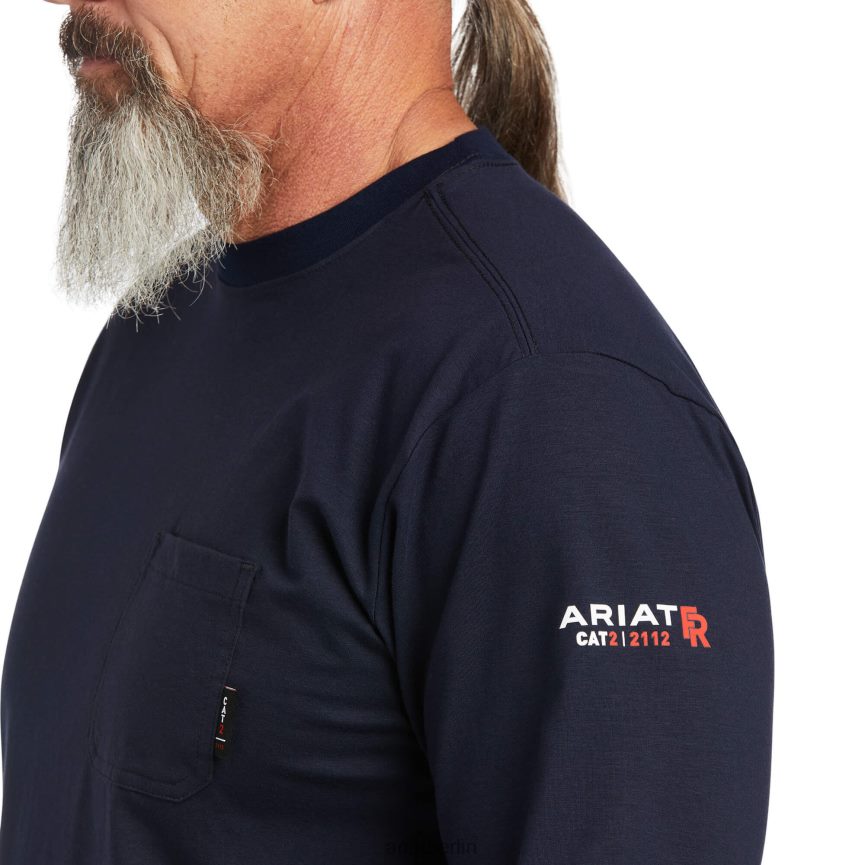 Ariat Fr Stretch-Logo-T-Shirt Männer P4JJPR789 Marine/USA Spitzen