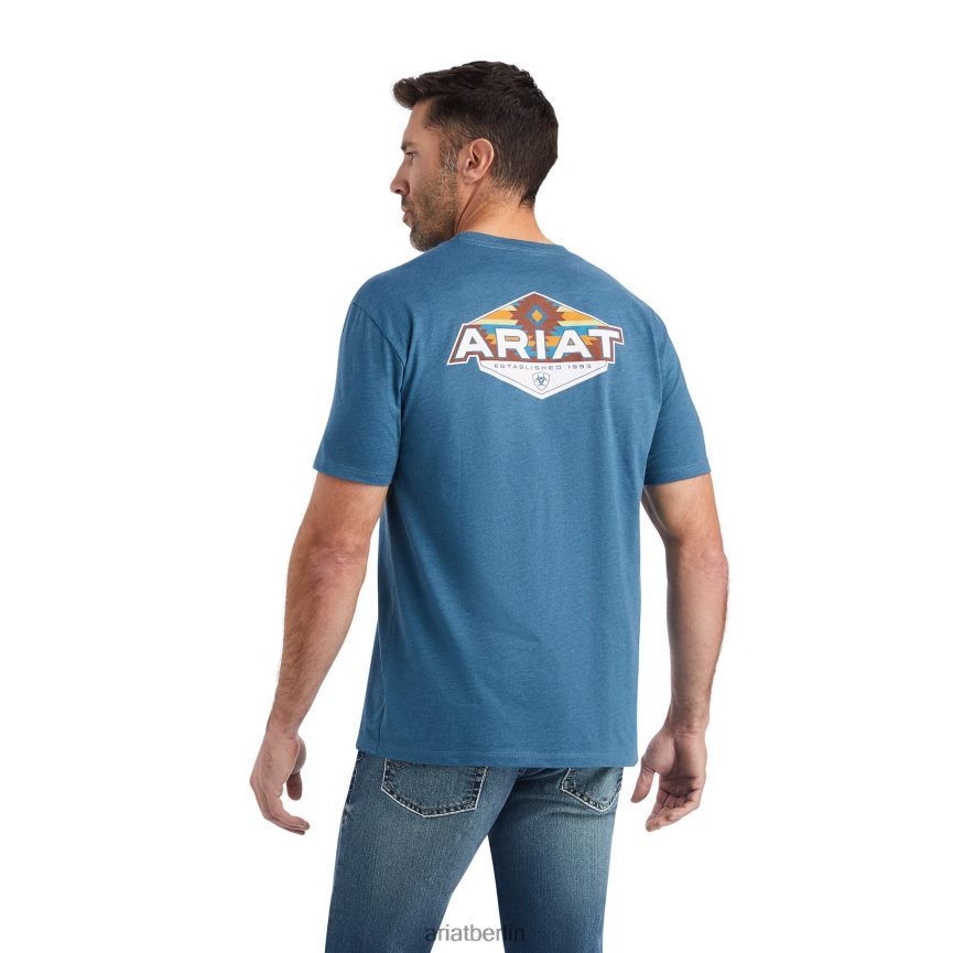 Ariat Hexafill-T-Shirt Männer P4JJPR666 stahlblaues Heidekraut Spitzen