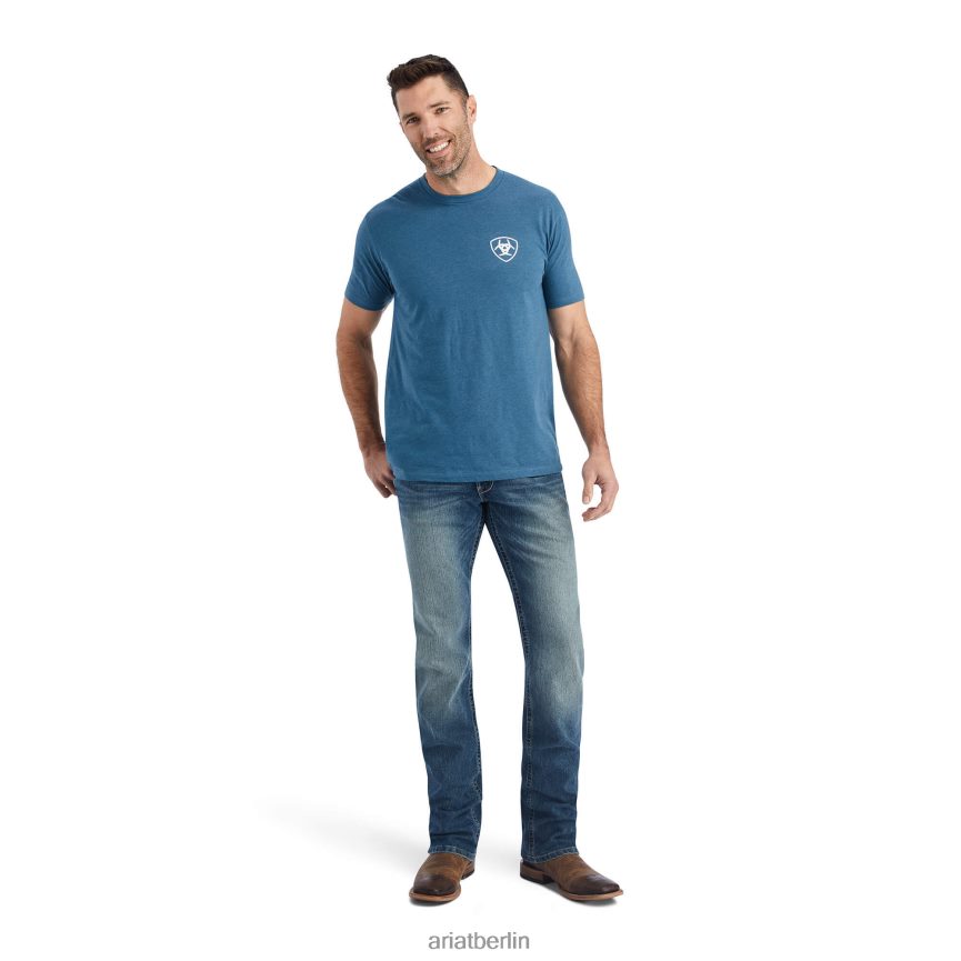 Ariat Hexafill-T-Shirt Männer P4JJPR666 stahlblaues Heidekraut Spitzen
