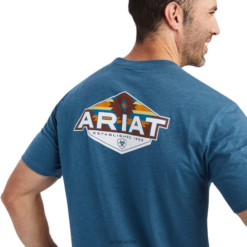 Ariat Hexafill-T-Shirt Männer P4JJPR666 stahlblaues Heidekraut Spitzen