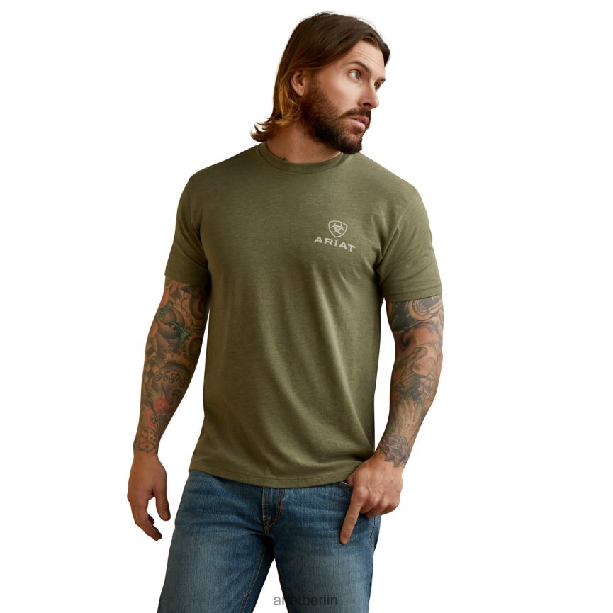 Ariat Kampfadler-T-Shirt Männer P4JJPR557 Militärheide Spitzen