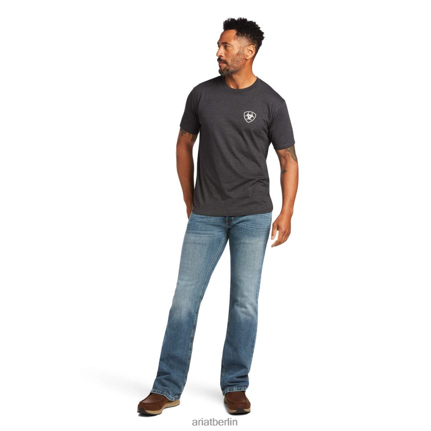 Ariat Longhorn-T-Shirt Männer P4JJPR762 Kohleheide Spitzen