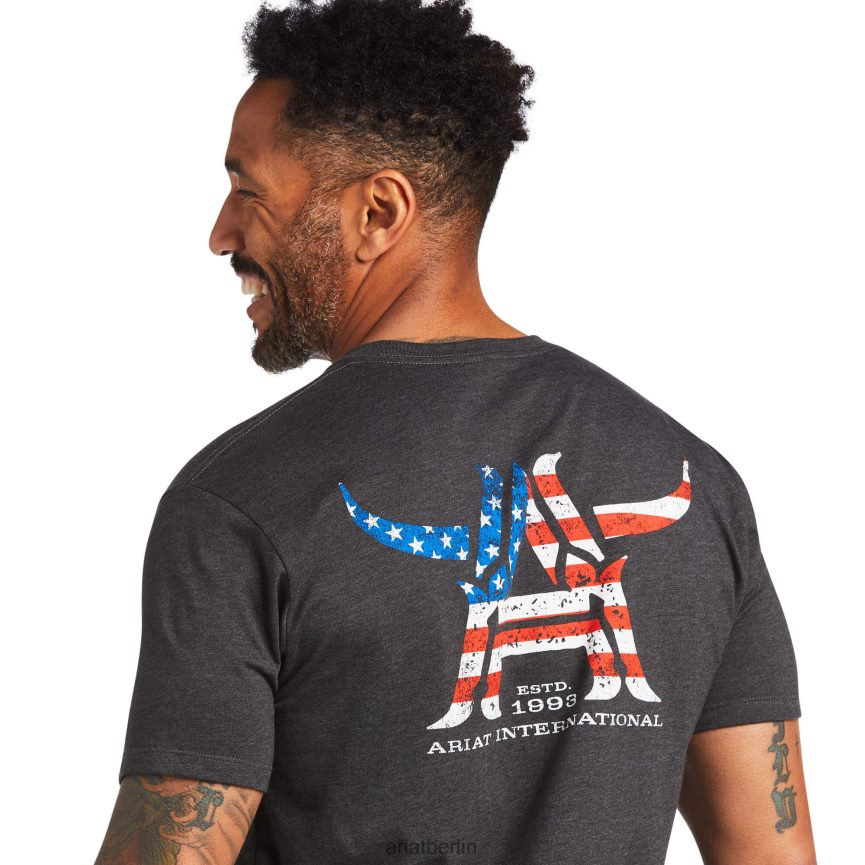 Ariat Longhorn-T-Shirt Männer P4JJPR762 Kohleheide Spitzen