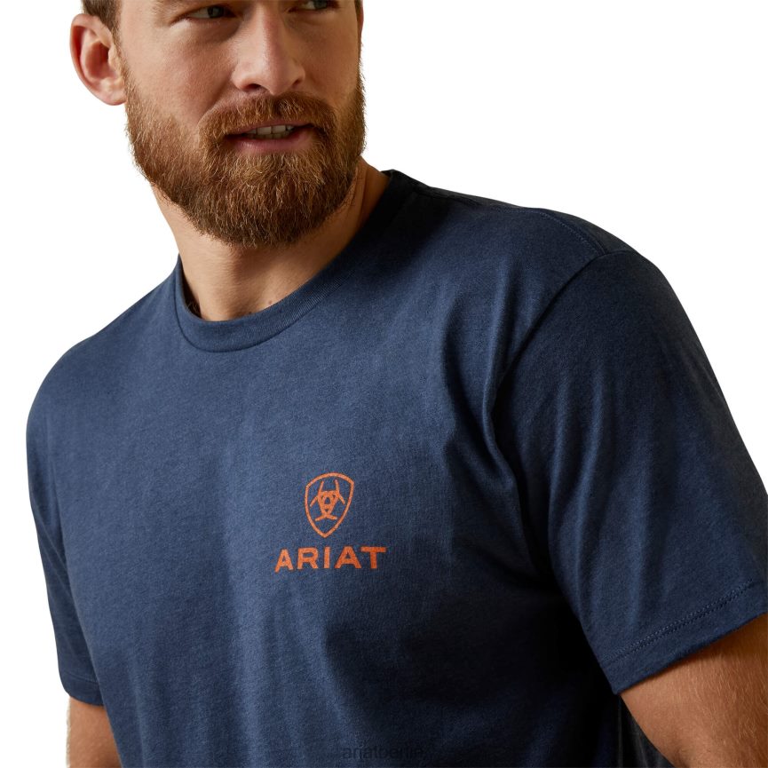 Ariat Mustang-Fieber-T-Shirt Männer P4JJPR929 Marineblau Spitzen