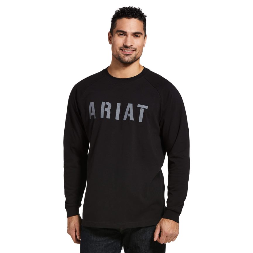 Ariat Rebar CottonStrong Block-T-Shirt Männer P4JJPR677 Schwarz Spitzen