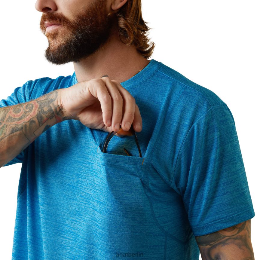 Ariat Rebar Evolution T-Shirt mit sportlicher Passform Männer P4JJPR748 Tauchblau Spitzen