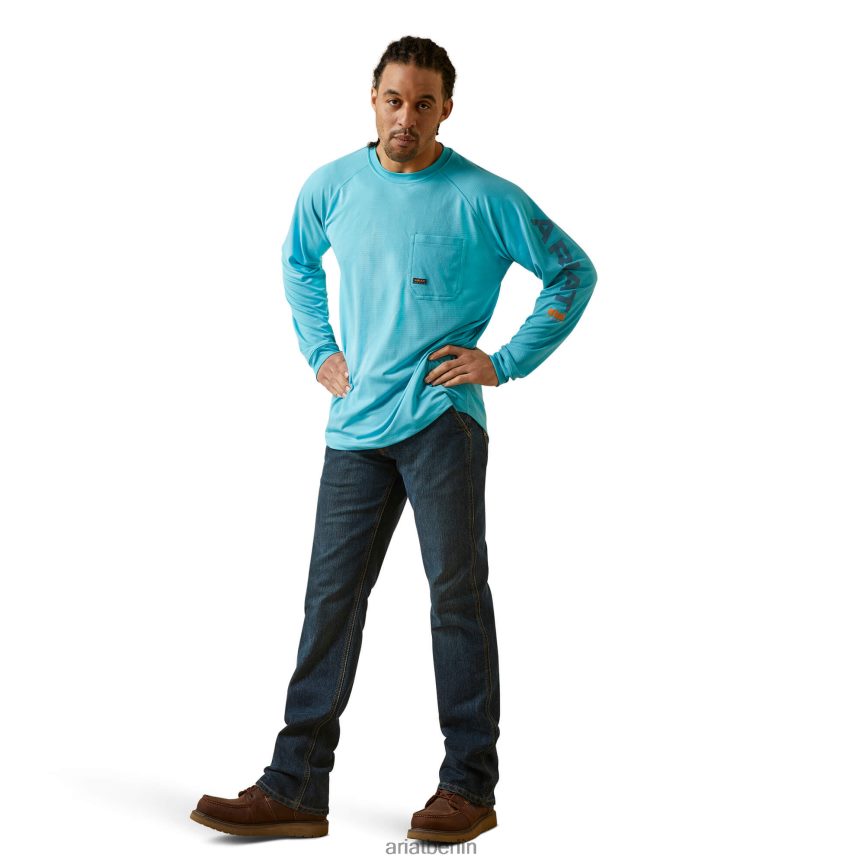 Ariat Rebar Heat Fighter T-Shirt Männer P4JJPR687 Maui-Blau Spitzen