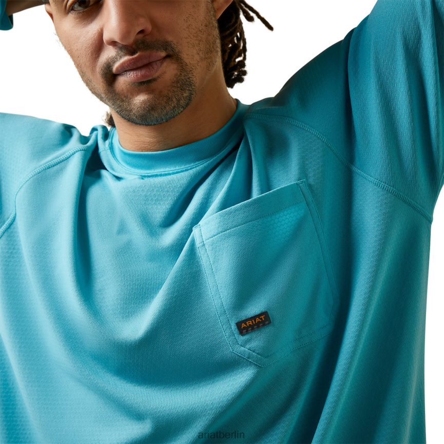 Ariat Rebar Heat Fighter T-Shirt Männer P4JJPR687 Maui-Blau Spitzen