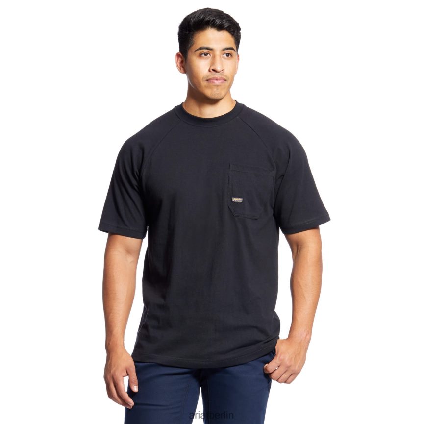 Ariat Starkes T-Shirt aus Rebar-Baumwolle 1 Männer P4JJPR574 Schwarz Spitzen