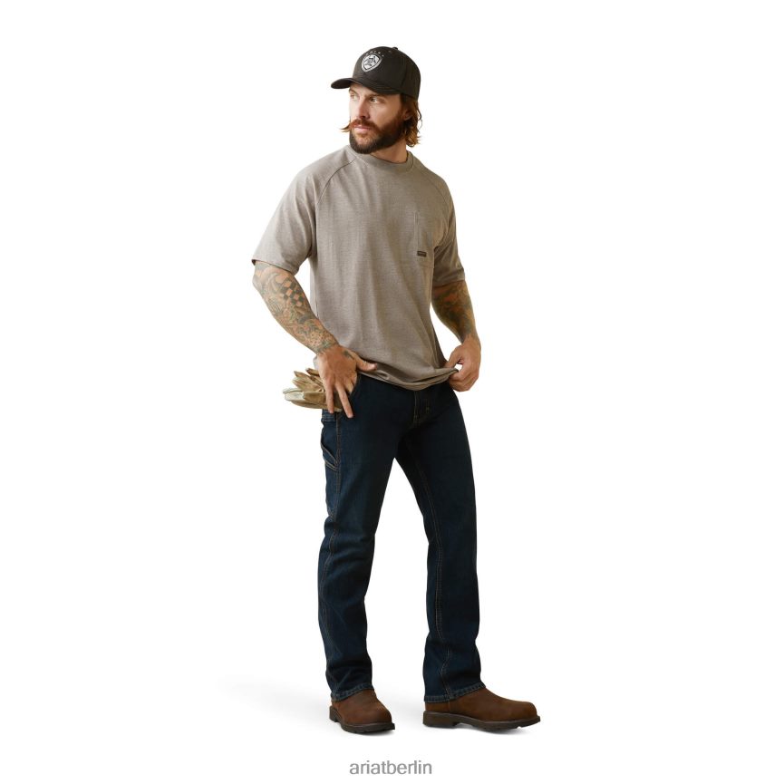 Ariat Starkes T-Shirt aus Rebar-Baumwolle 1 Männer P4JJPR589 Portabella-Heidekraut Spitzen