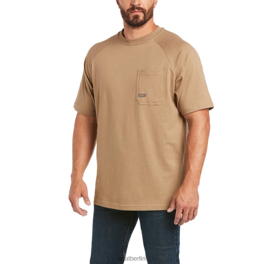 Ariat Starkes T-Shirt aus Rebar-Baumwolle 1 Männer P4JJPR646 khaki Spitzen
