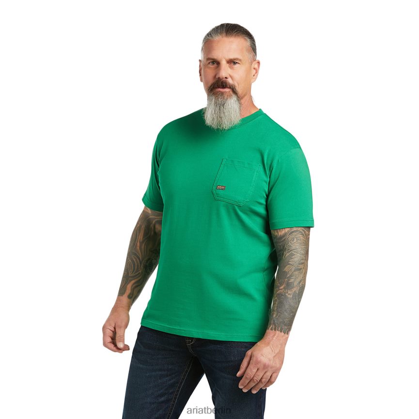 Ariat Starkes amerikanisches Outdoor-T-Shirt aus Rebar-Baumwolle Männer P4JJPR756 Amazonas Spitzen