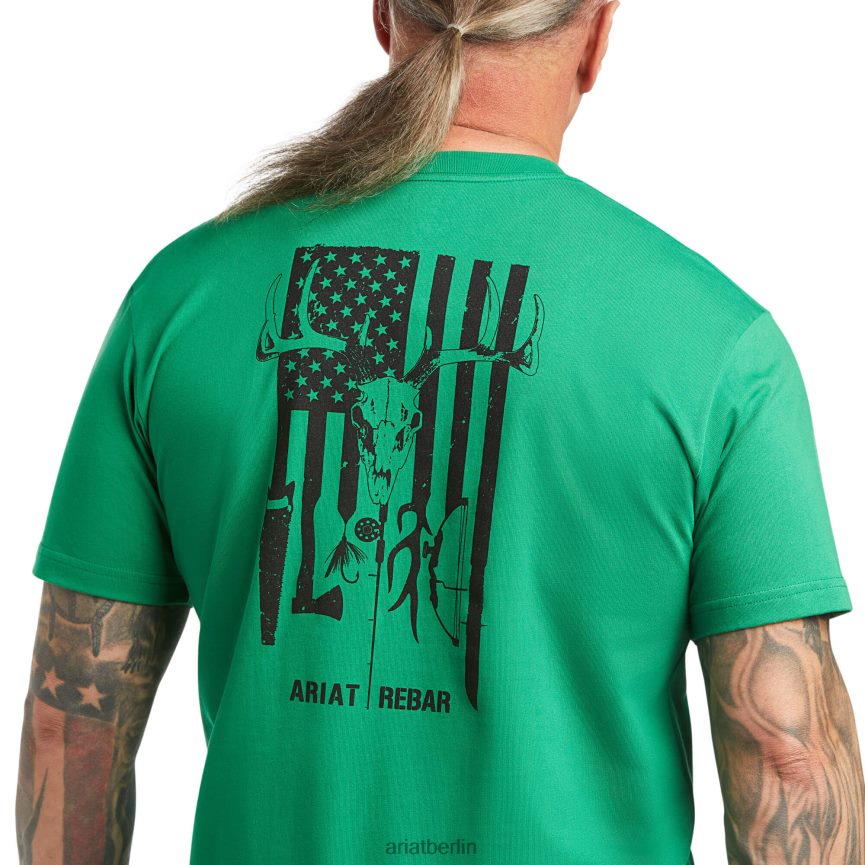 Ariat Starkes amerikanisches Outdoor-T-Shirt aus Rebar-Baumwolle Männer P4JJPR756 Amazonas Spitzen