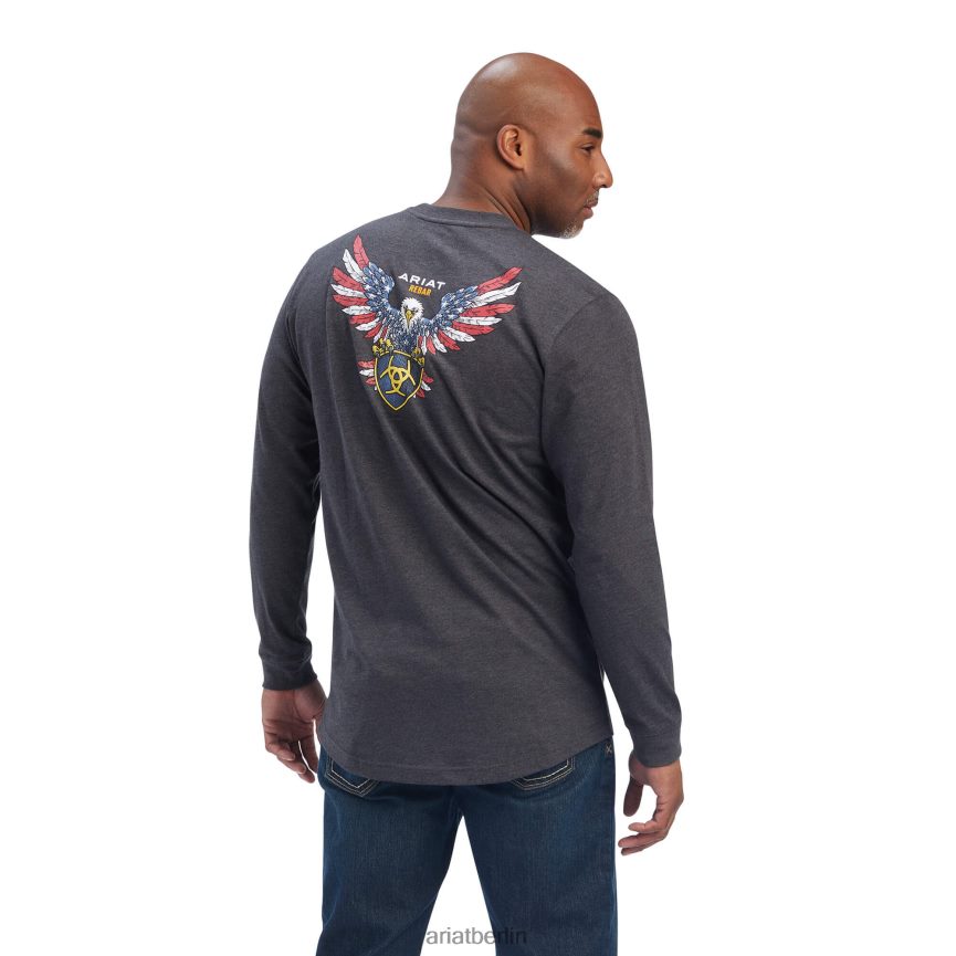 Ariat Starkes amerikanisches Raptor-T-Shirt aus Rebar-Baumwolle Männer P4JJPR861 Kohleheide Spitzen