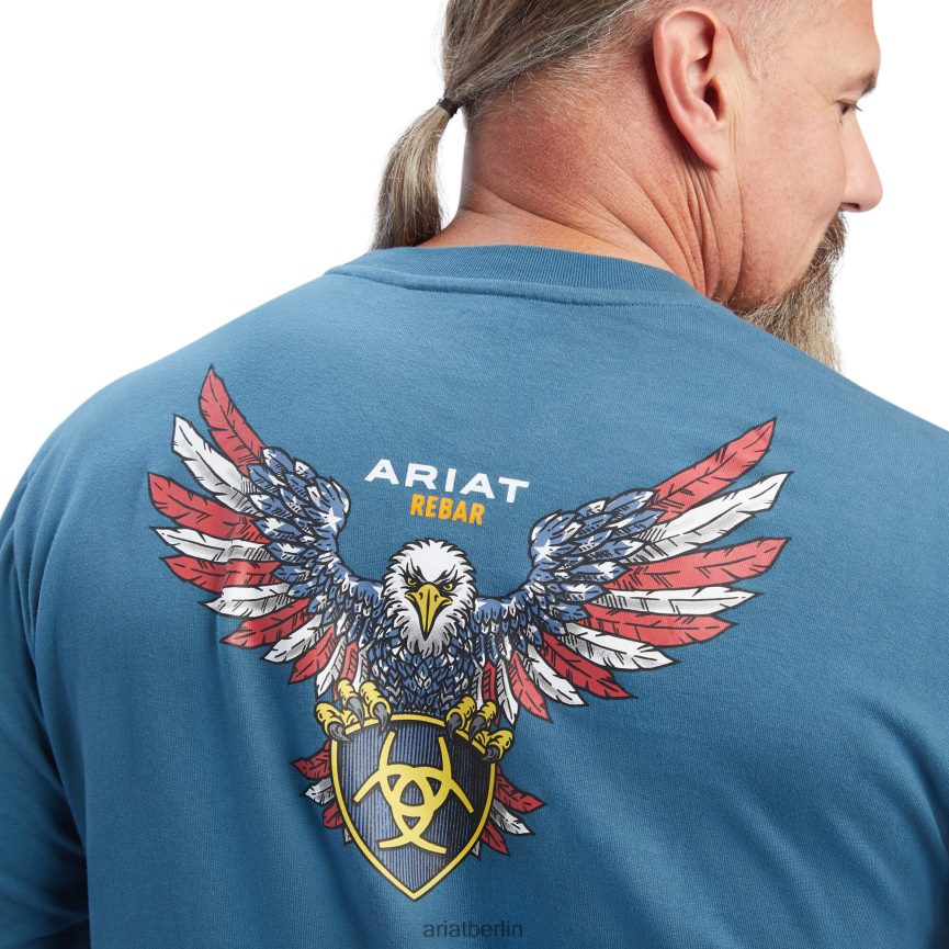 Ariat Starkes amerikanisches Raptor-T-Shirt aus Rebar-Baumwolle Männer P4JJPR881 indisches Krickente Spitzen