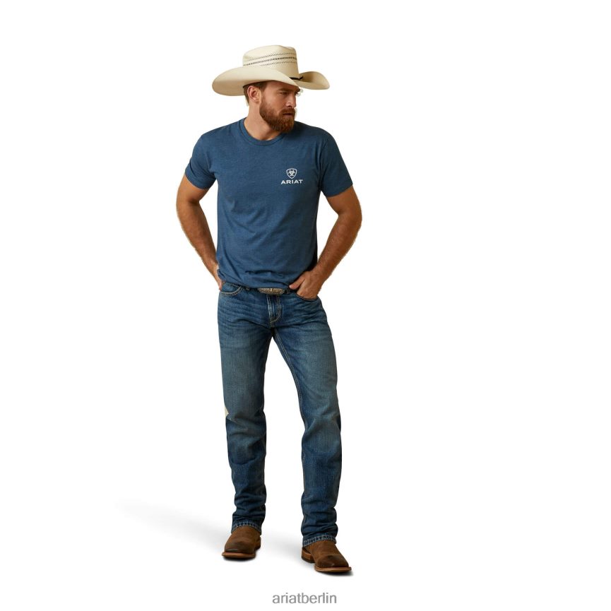 Ariat Stern-Südwest-T-Shirt Männer P4JJPR913 seemannsblaues Heidekraut Spitzen