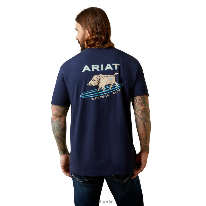 Ariat Surf-Eber-Western-Aloha-T-Shirt Männer P4JJPR916 Marine Spitzen