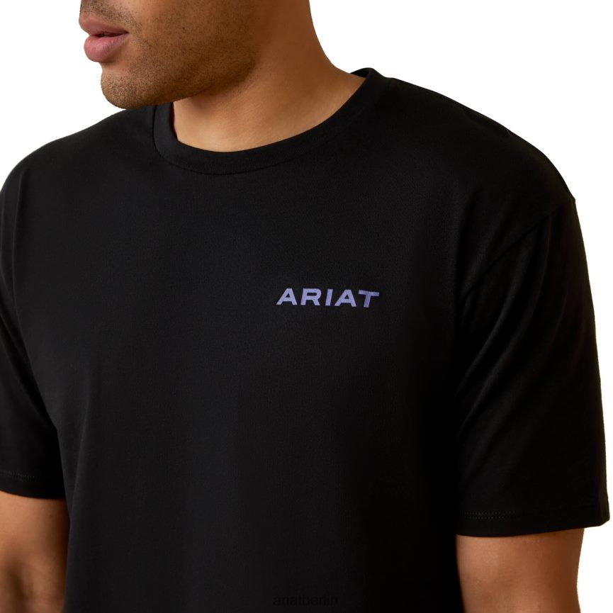 Ariat T-Shirt mit Serape-Schild bei Sonnenuntergang Männer P4JJPR924 Schwarz Spitzen