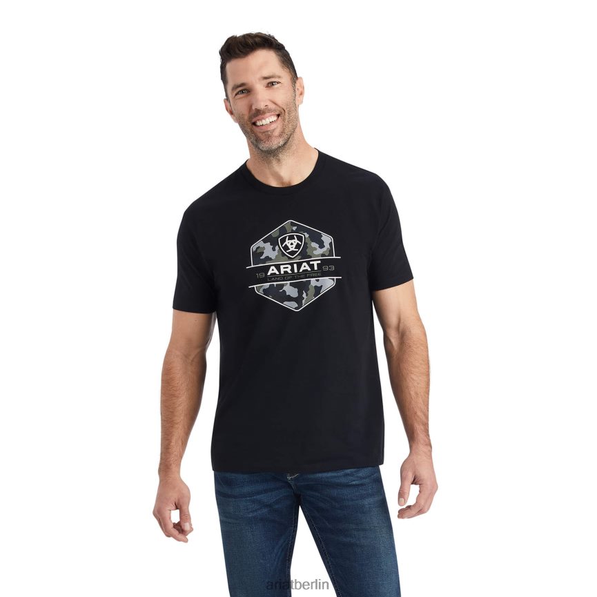 Ariat T-Shirt mit Tarnabzeichen Männer P4JJPR772 Schwarz Spitzen