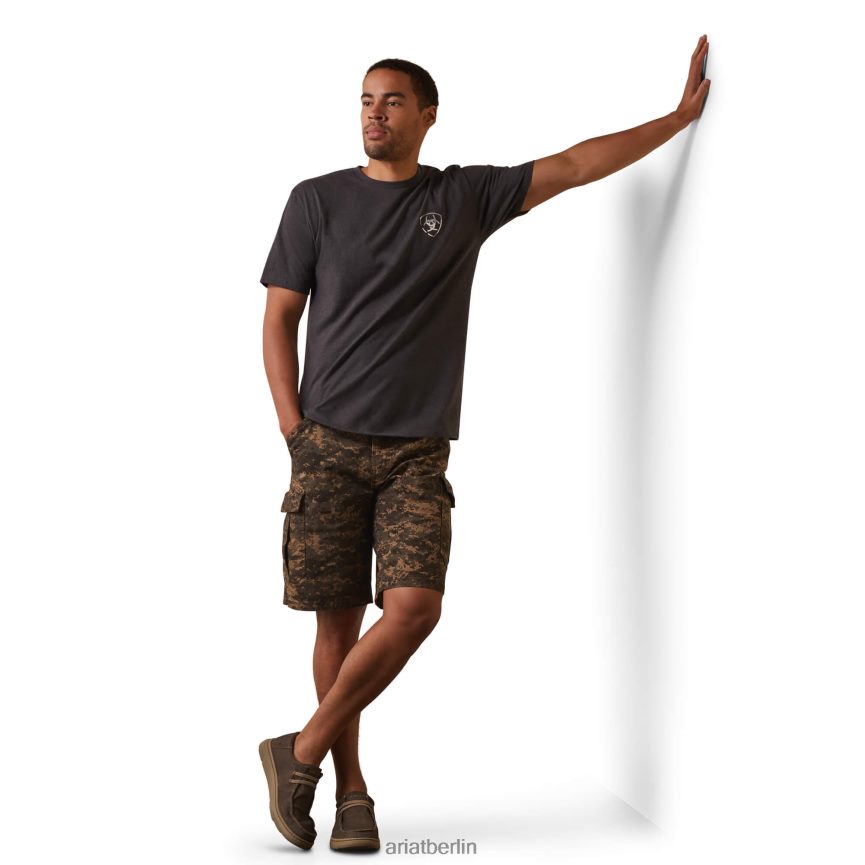Ariat T-Shirt mit farblich abgestimmter Camouflage-Flagge Männer P4JJPR615 Kohleheide Spitzen