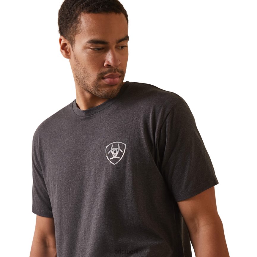 Ariat T-Shirt mit farblich abgestimmter Camouflage-Flagge Männer P4JJPR615 Kohleheide Spitzen
