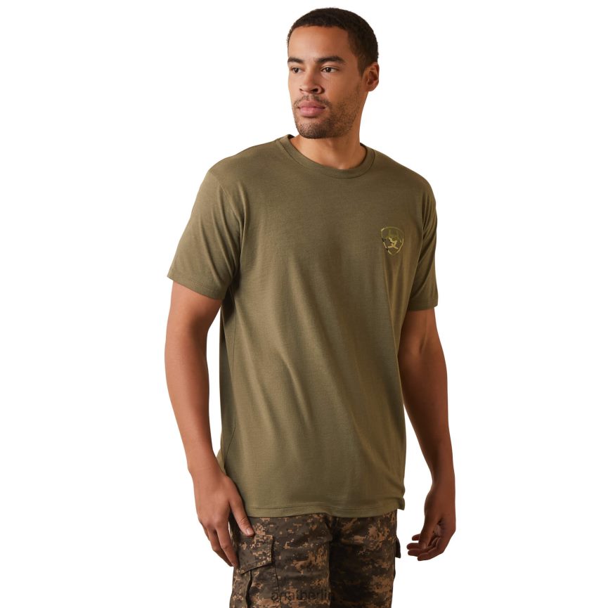 Ariat T-Shirt mit farblich abgestimmter Camouflage-Flagge Männer P4JJPR875 Militärheide Spitzen