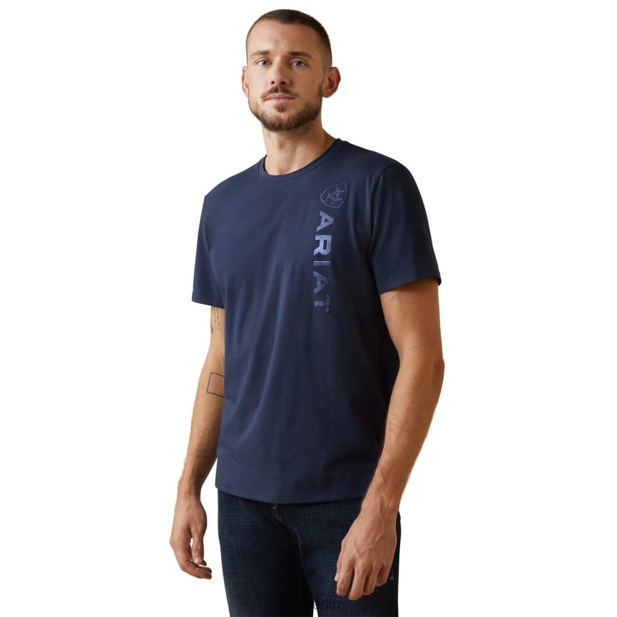 Ariat T-Shirt mit vertikalem Logo Männer P4JJPR754 Marine Spitzen