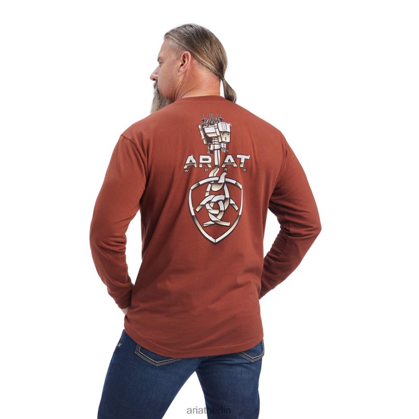 Ariat T-Shirt zum schweren Heben von Bewehrungsstäben Männer P4JJPR866 Kirschmahagoni Spitzen