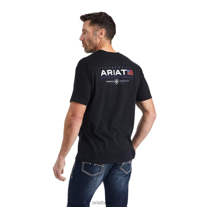 Ariat horizontales T-Shirt Männer P4JJPR555 Schwarz Spitzen