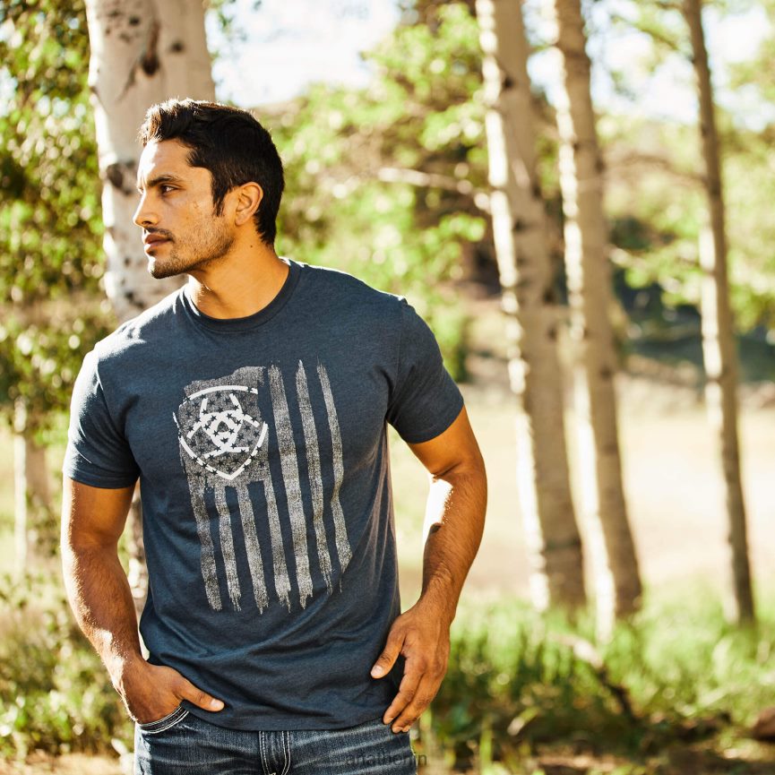 Ariat vertikale Flagge Männer P4JJPR622 Marineblau Spitzen