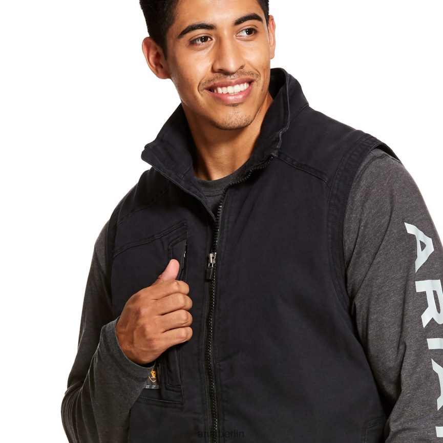 Ariat Isolierte Weste aus Duracanvas mit Rebar-Waschung Männer P4JJPR1631 Schwarz Spitzen
