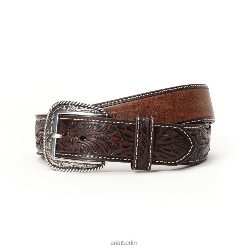 Ariat 1,5" Gürtel mit Straußenprägung Männer P4JJPR1848 braun Zubehör