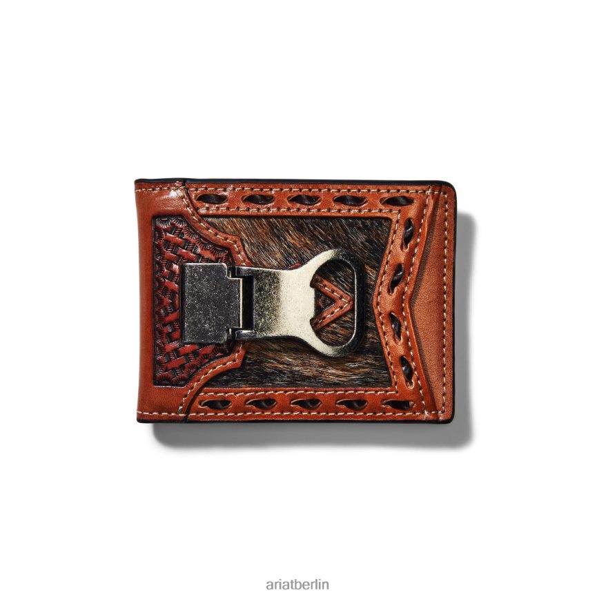 Ariat Bifold-Geldbörse aus korbgeflochtenem Kalbshaar Männer P4JJPR1796 bräunen Zubehör