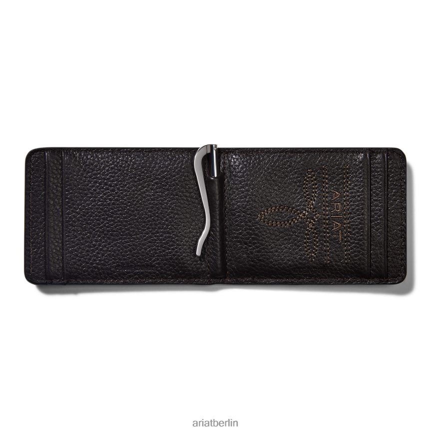 Ariat Bifold-Slim-Wallet mit eingeprägtem Logo Männer P4JJPR1775 brauner Rowdy Zubehör